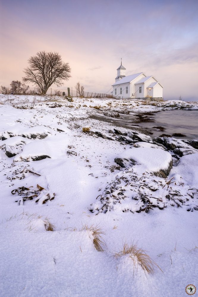 Gimsøy, Winter, Lofoten, Schnee, Januar, Eis, Polarlichter, beste Fotoreise, Kirche